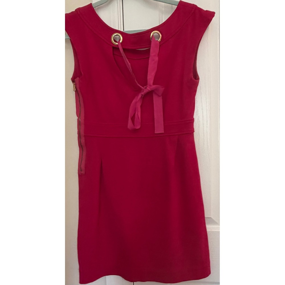 Marc by Marc Jacobs Pink Grommet‎ Back Tie Ponte Knit Sleeveless Dress Size S